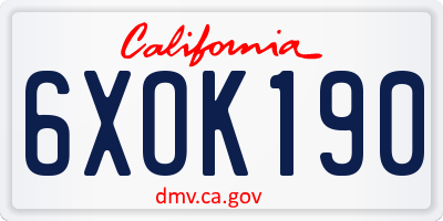 CA license plate 6XOK190