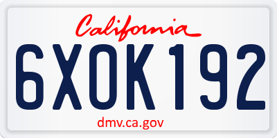 CA license plate 6XOK192