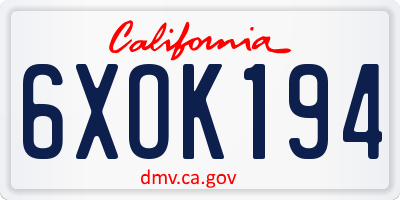 CA license plate 6XOK194