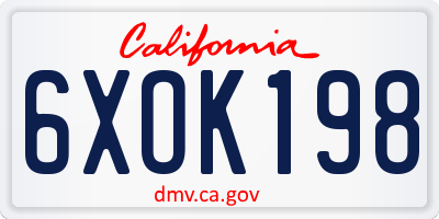 CA license plate 6XOK198
