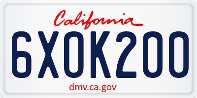 CA license plate 6XOK200