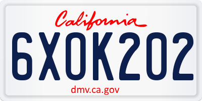 CA license plate 6XOK202