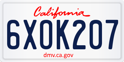CA license plate 6XOK207