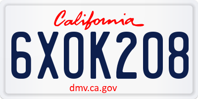CA license plate 6XOK208