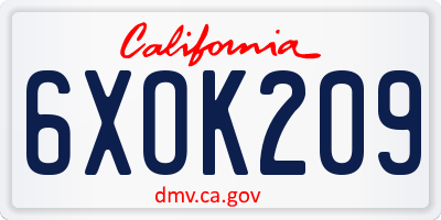 CA license plate 6XOK209