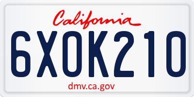 CA license plate 6XOK210