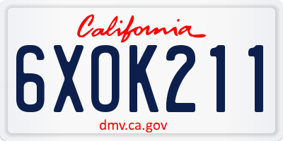 CA license plate 6XOK211