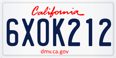 CA license plate 6XOK212
