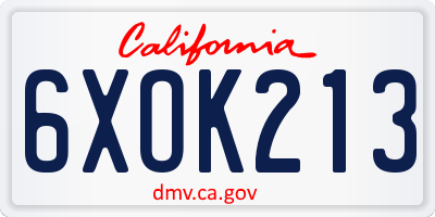 CA license plate 6XOK213