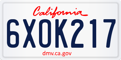 CA license plate 6XOK217