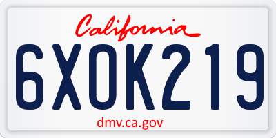 CA license plate 6XOK219
