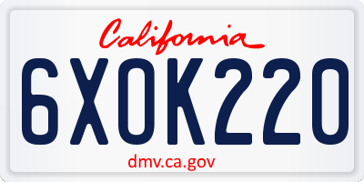 CA license plate 6XOK220