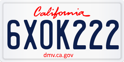 CA license plate 6XOK222