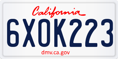 CA license plate 6XOK223