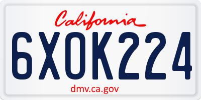 CA license plate 6XOK224