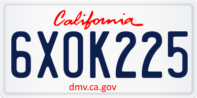 CA license plate 6XOK225