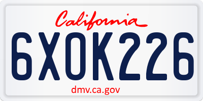 CA license plate 6XOK226