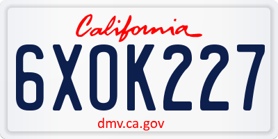 CA license plate 6XOK227