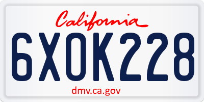 CA license plate 6XOK228