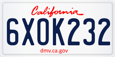 CA license plate 6XOK232