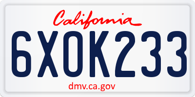 CA license plate 6XOK233