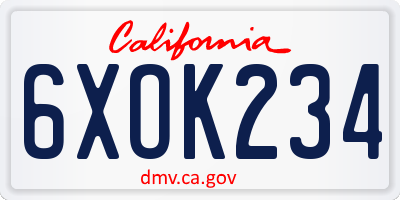 CA license plate 6XOK234