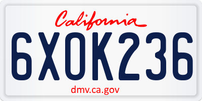 CA license plate 6XOK236
