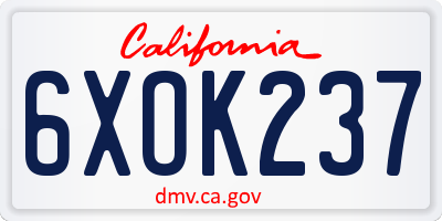 CA license plate 6XOK237