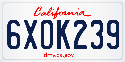 CA license plate 6XOK239