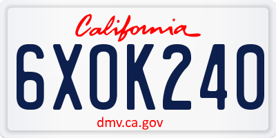 CA license plate 6XOK240