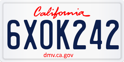 CA license plate 6XOK242