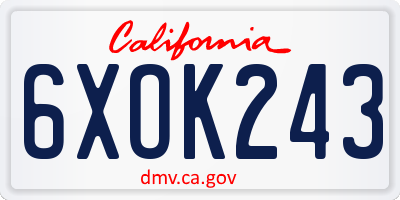 CA license plate 6XOK243