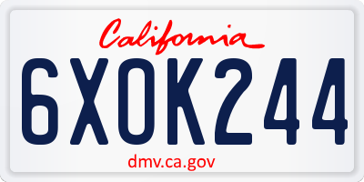 CA license plate 6XOK244