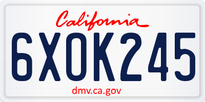 CA license plate 6XOK245