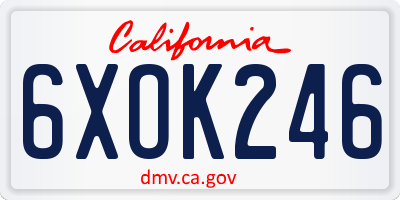 CA license plate 6XOK246