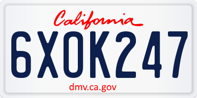 CA license plate 6XOK247