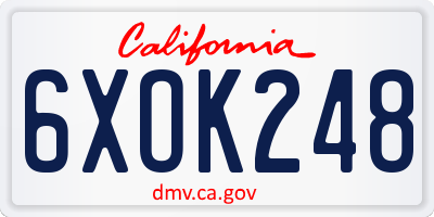 CA license plate 6XOK248