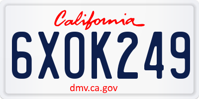 CA license plate 6XOK249