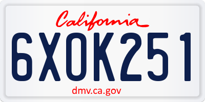 CA license plate 6XOK251
