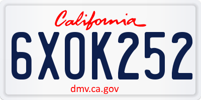CA license plate 6XOK252