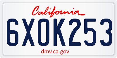 CA license plate 6XOK253