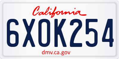 CA license plate 6XOK254