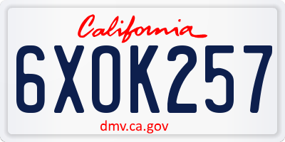 CA license plate 6XOK257
