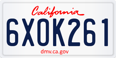 CA license plate 6XOK261