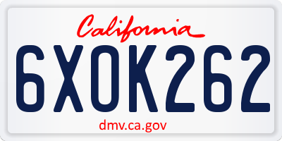 CA license plate 6XOK262