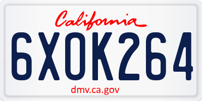 CA license plate 6XOK264