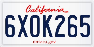 CA license plate 6XOK265
