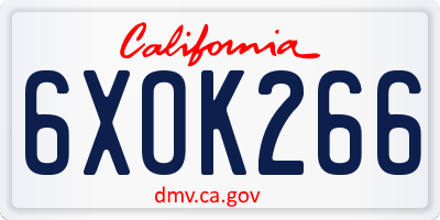 CA license plate 6XOK266