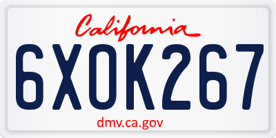 CA license plate 6XOK267