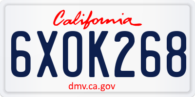CA license plate 6XOK268